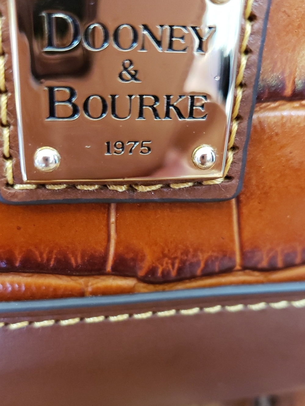NWT Dooney & Bourke Croc-Embossed Leather ZIP ZIP Satchel in Cognac Brown - Picture 3 of 11